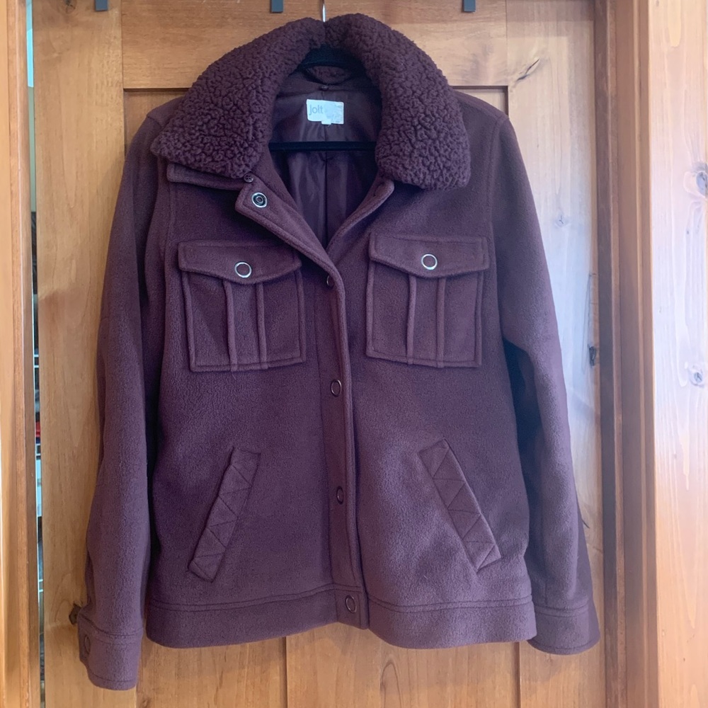 Jolt fleece trucker jacket with Sherpa collar